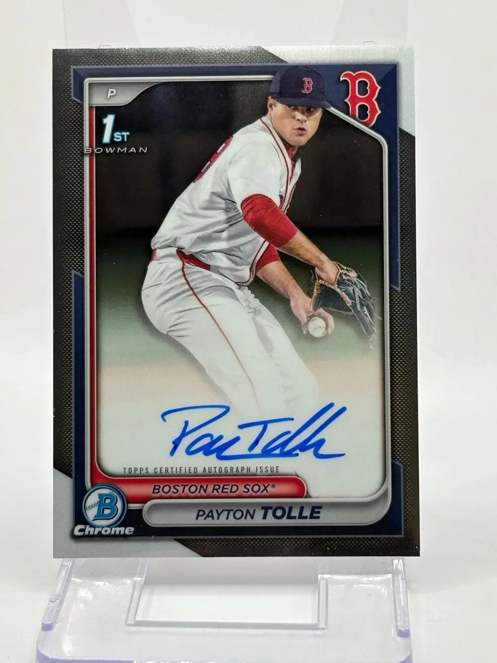 2024 Bowman Draft Payton Tolle 1st Prospect Chrome On Card Auto Boston Red Socks